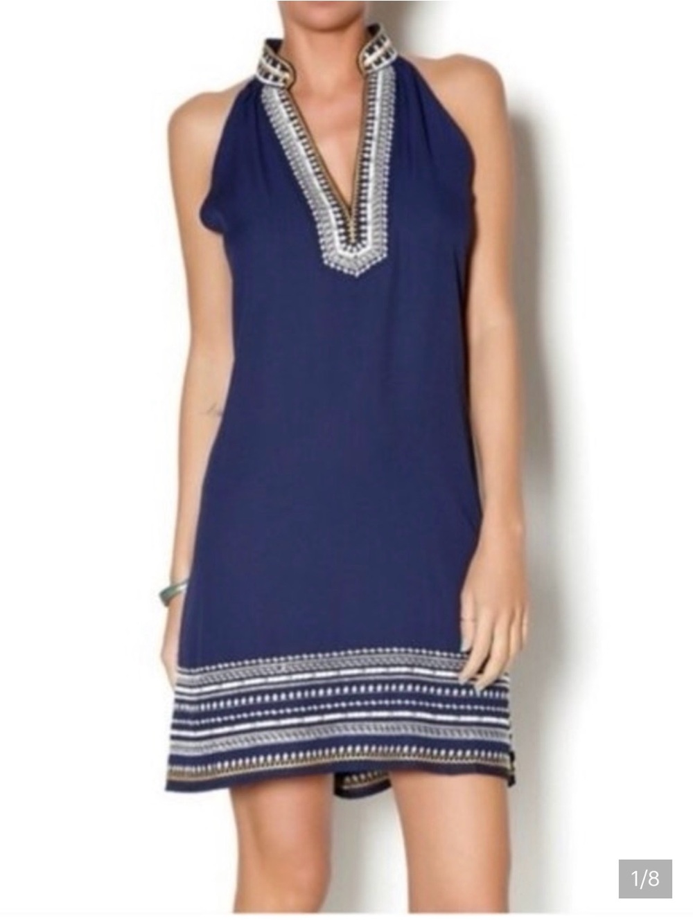 Navy THML Embellished Halter Dress
